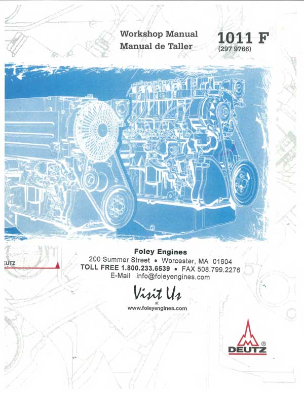 DEUTZ 1011F Engine Tractor Shop Repair Service Manual Parts Owners 3 in 1 PDF 