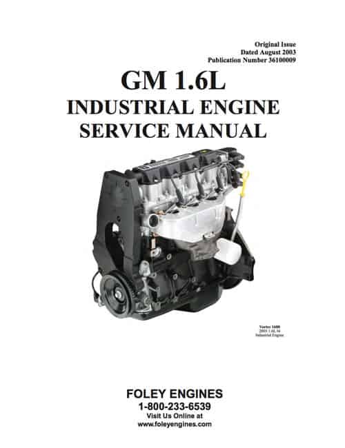 GM 1.6L Industrial Engine Workshop Manual