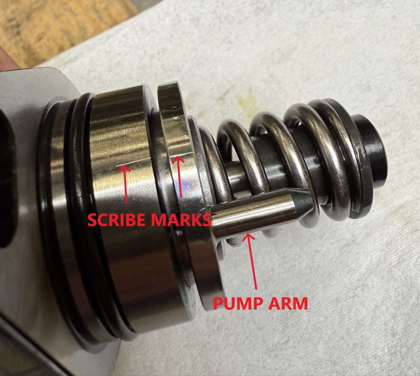 Replacing your Deutz Injection Pump Step 2 - Scribe Marks and Pump Arm